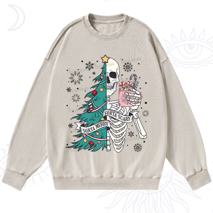 Purplehecate Sorta Merry Sorta Scary Christmas Washed Sweatshirt