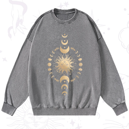 Purplehecate Celestial Sun & Moon Phases Washed Sweatshirt