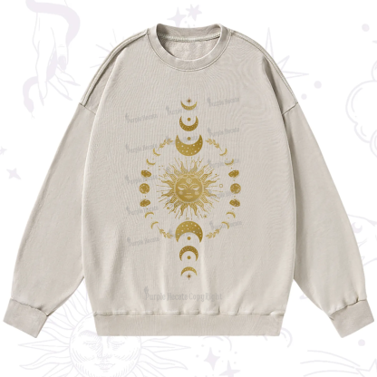 Purplehecate Celestial Sun & Moon Phases Washed Sweatshirt