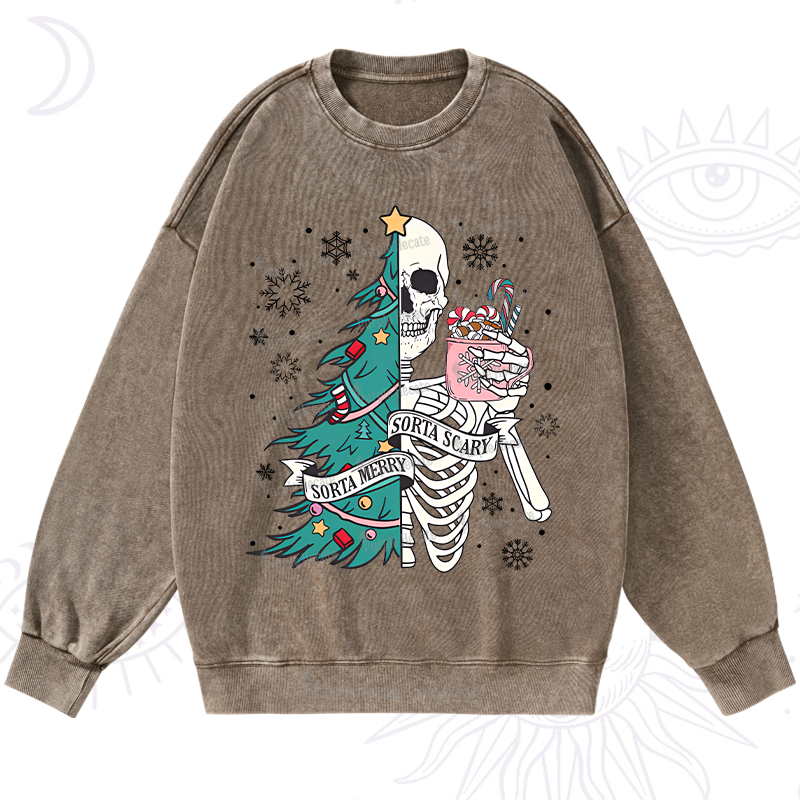 Purplehecate Sorta Merry Sorta Scary Christmas Washed Sweatshirt