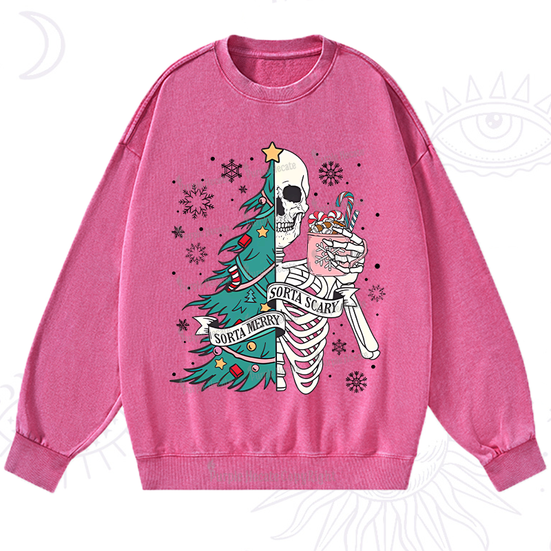 Purplehecate Sorta Merry Sorta Scary Christmas Washed Sweatshirt