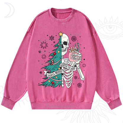 Purplehecate Sorta Merry Sorta Scary Christmas Washed Sweatshirt