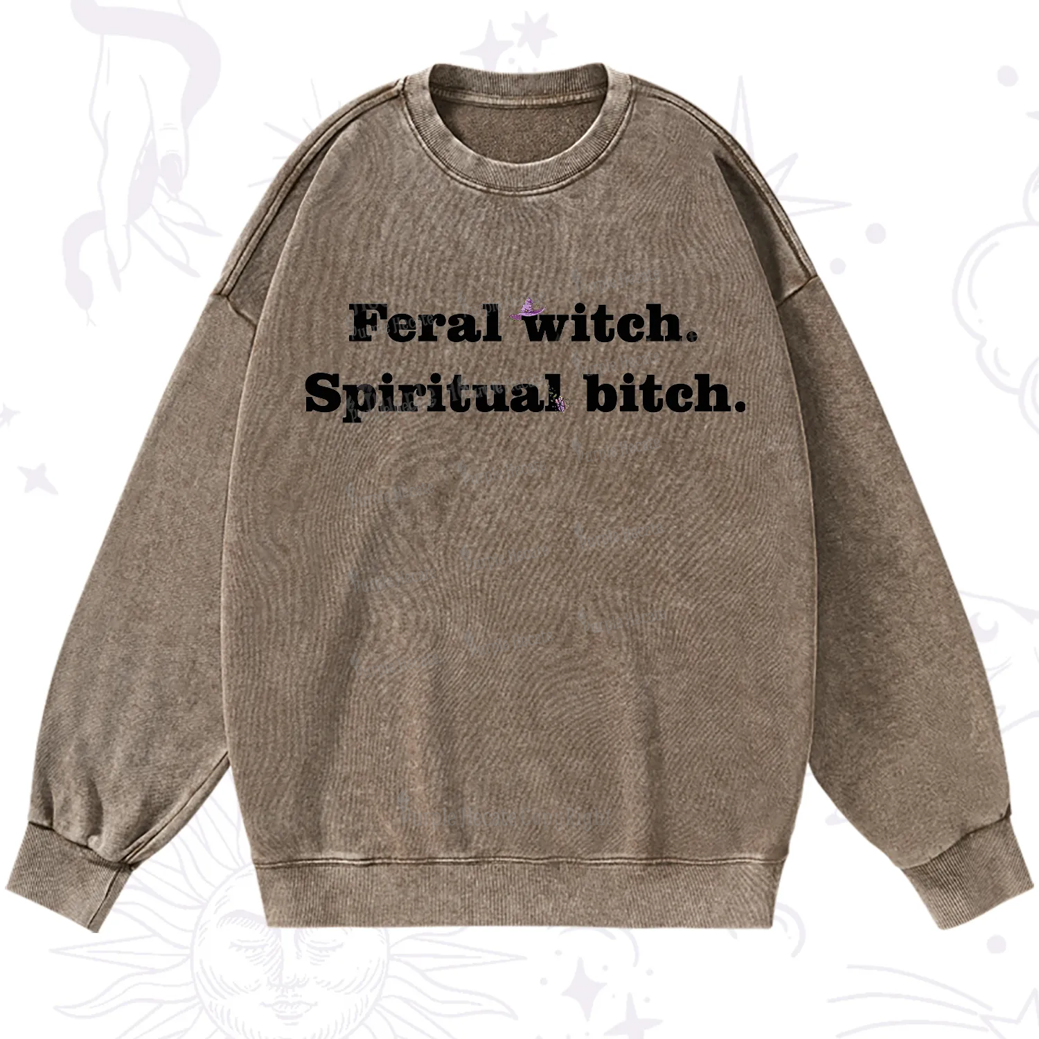 Purplehecate Feral Witch Spiritual Bitch Washed Sweatshirt