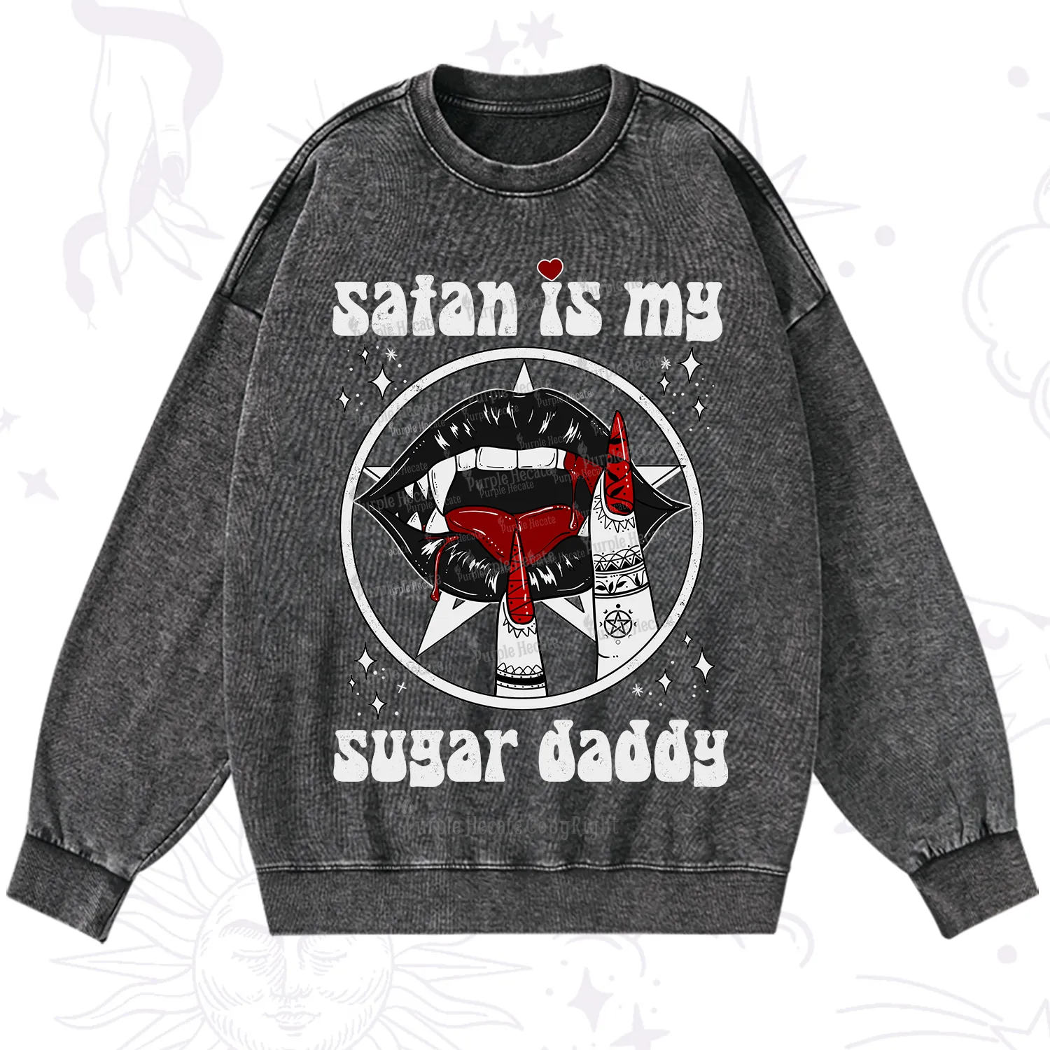 Purplehecate Satan Is My Sugar Daddy Washed Sweatshirt
