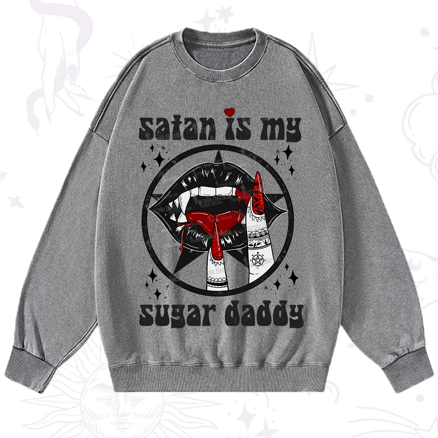 Purplehecate Satan Is My Sugar Daddy Washed Sweatshirt