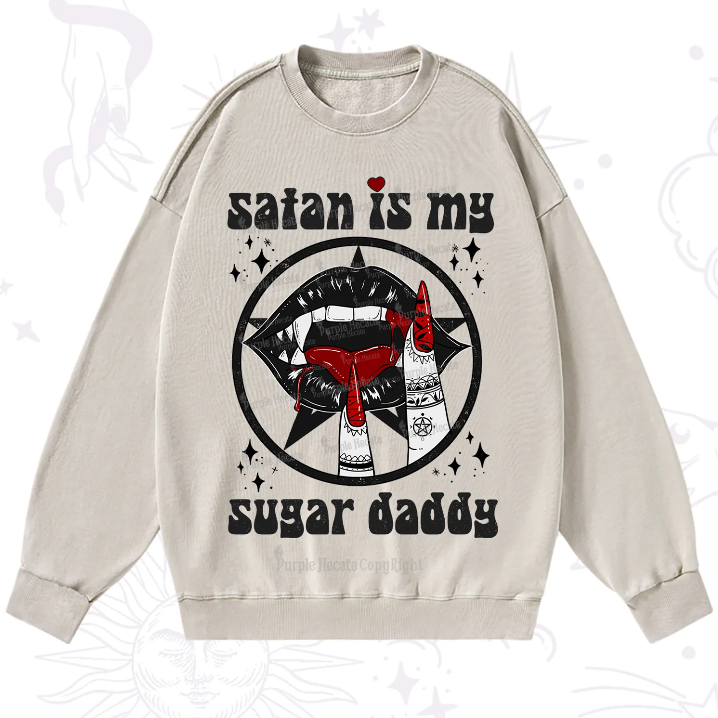 Purplehecate Satan Is My Sugar Daddy Washed Sweatshirt