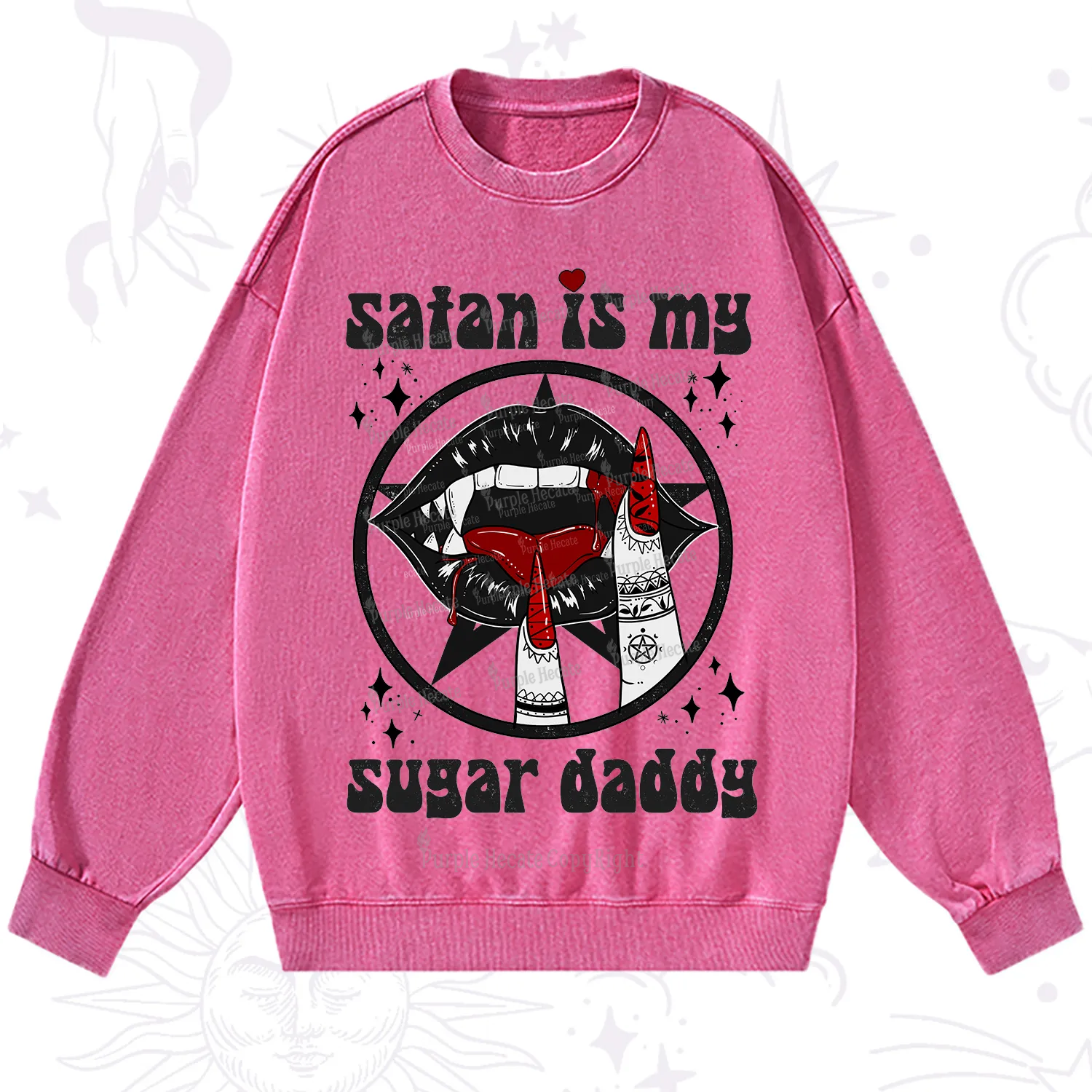 Purplehecate Satan Is My Sugar Daddy Washed Sweatshirt