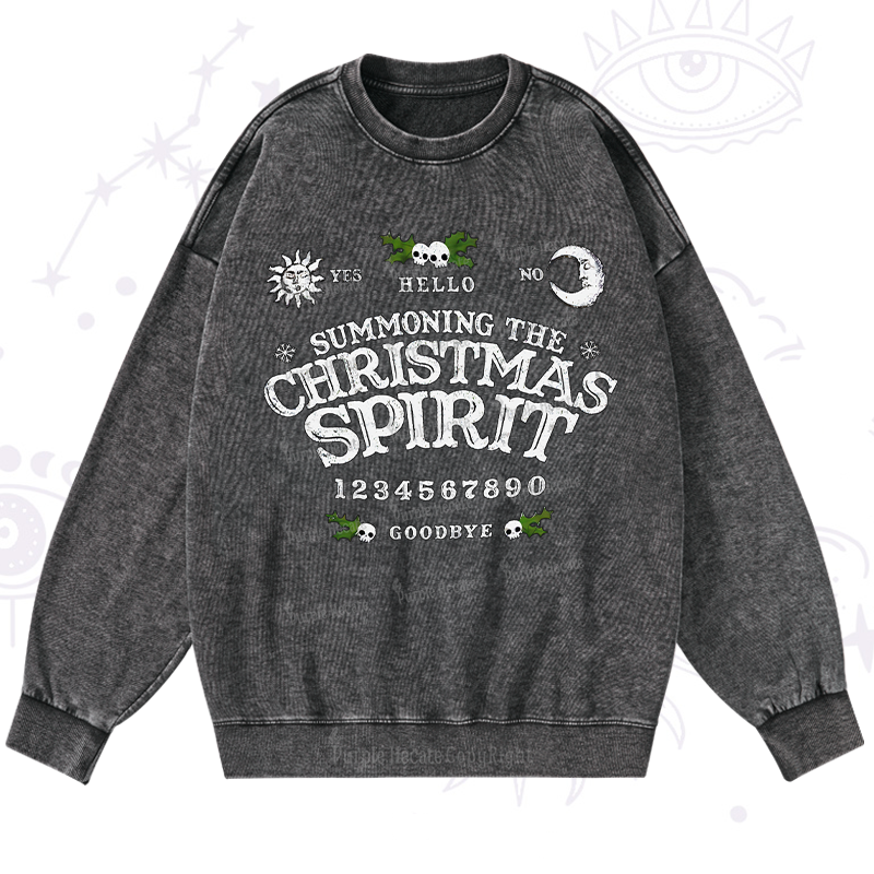 Purplehecate Summon The Christmas Spirit Washed Sweatshirt