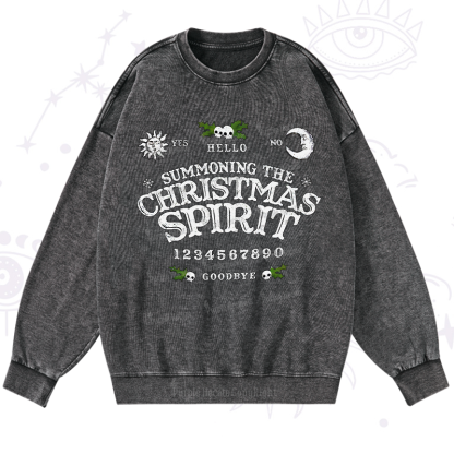 Purplehecate Summon The Christmas Spirit Washed Sweatshirt