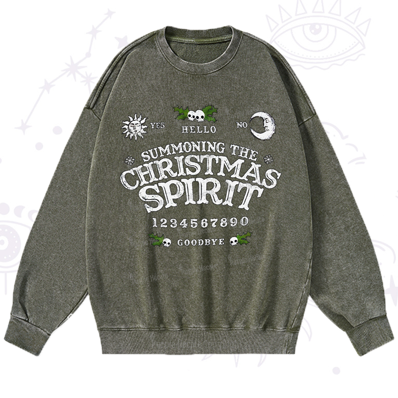 Purplehecate Summon The Christmas Spirit Washed Sweatshirt