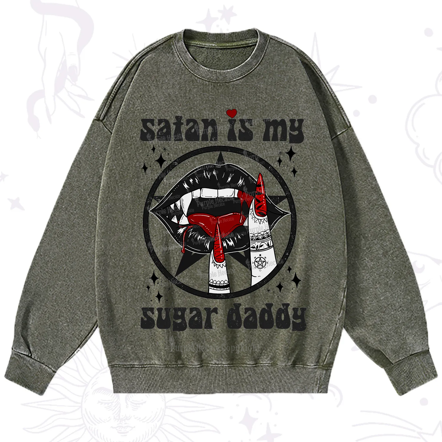 Purplehecate Satan Is My Sugar Daddy Washed Sweatshirt