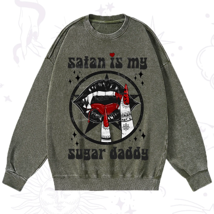 Purplehecate Satan Is My Sugar Daddy Washed Sweatshirt