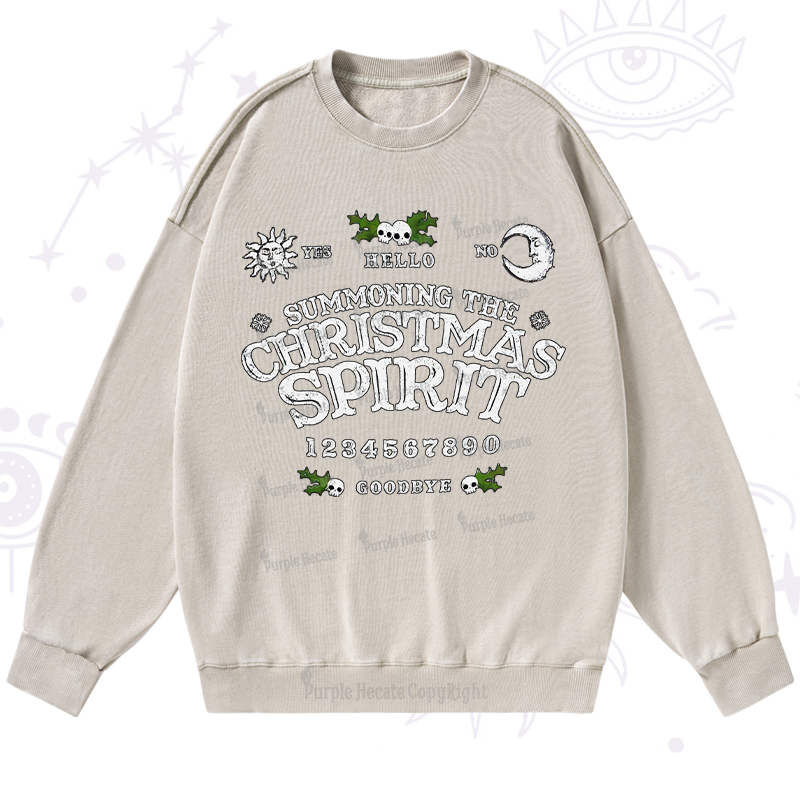 Purplehecate Summon The Christmas Spirit Washed Sweatshirt