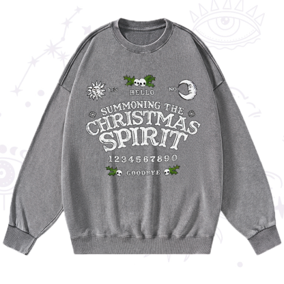Purplehecate Summon The Christmas Spirit Washed Sweatshirt