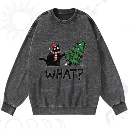 Purplehecate Christmas Black Cat Washed Sweatshirt
