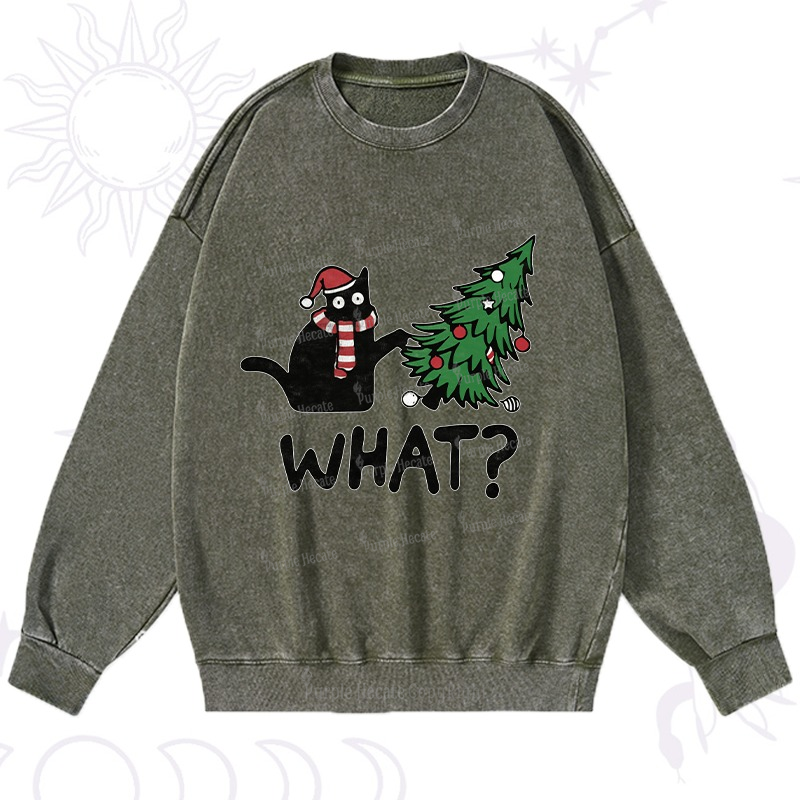Purplehecate Christmas Black Cat Washed Sweatshirt