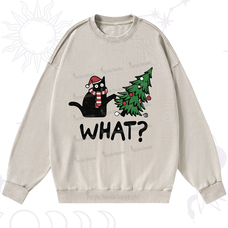 Purplehecate Christmas Black Cat Washed Sweatshirt