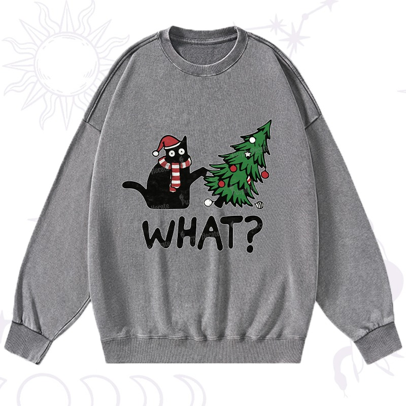 Purplehecate Christmas Black Cat Washed Sweatshirt