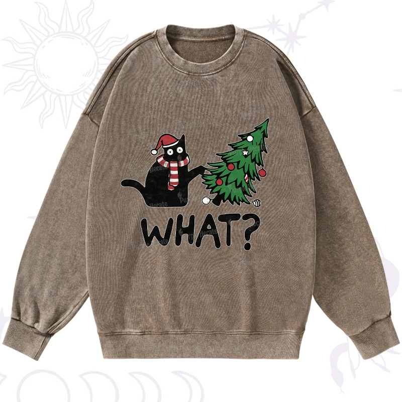 Purplehecate Christmas Black Cat Washed Sweatshirt