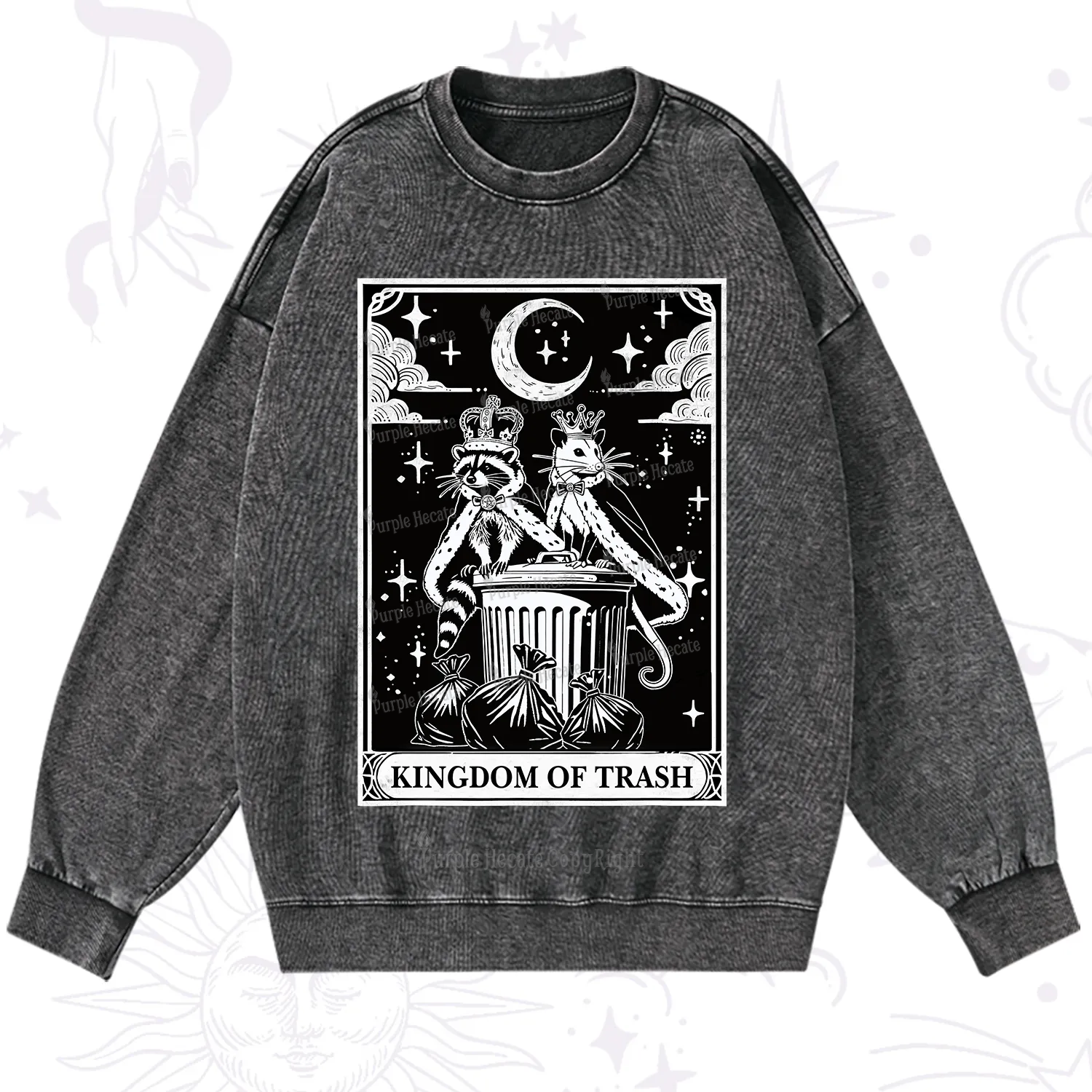 Purplehecate The Kingdom Of Trash Tarot Washed Sweatshirt