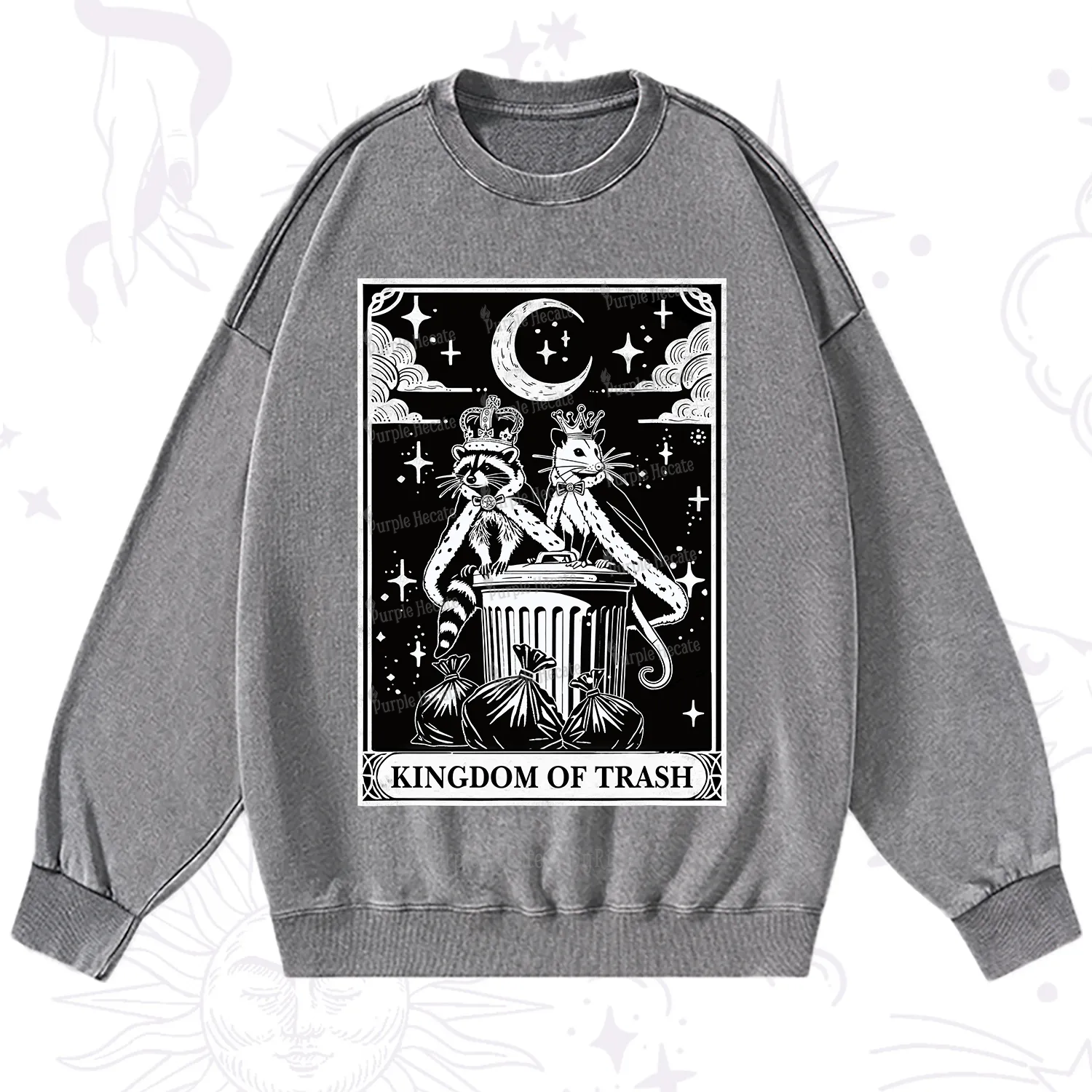 Purplehecate The Kingdom Of Trash Tarot Washed Sweatshirt