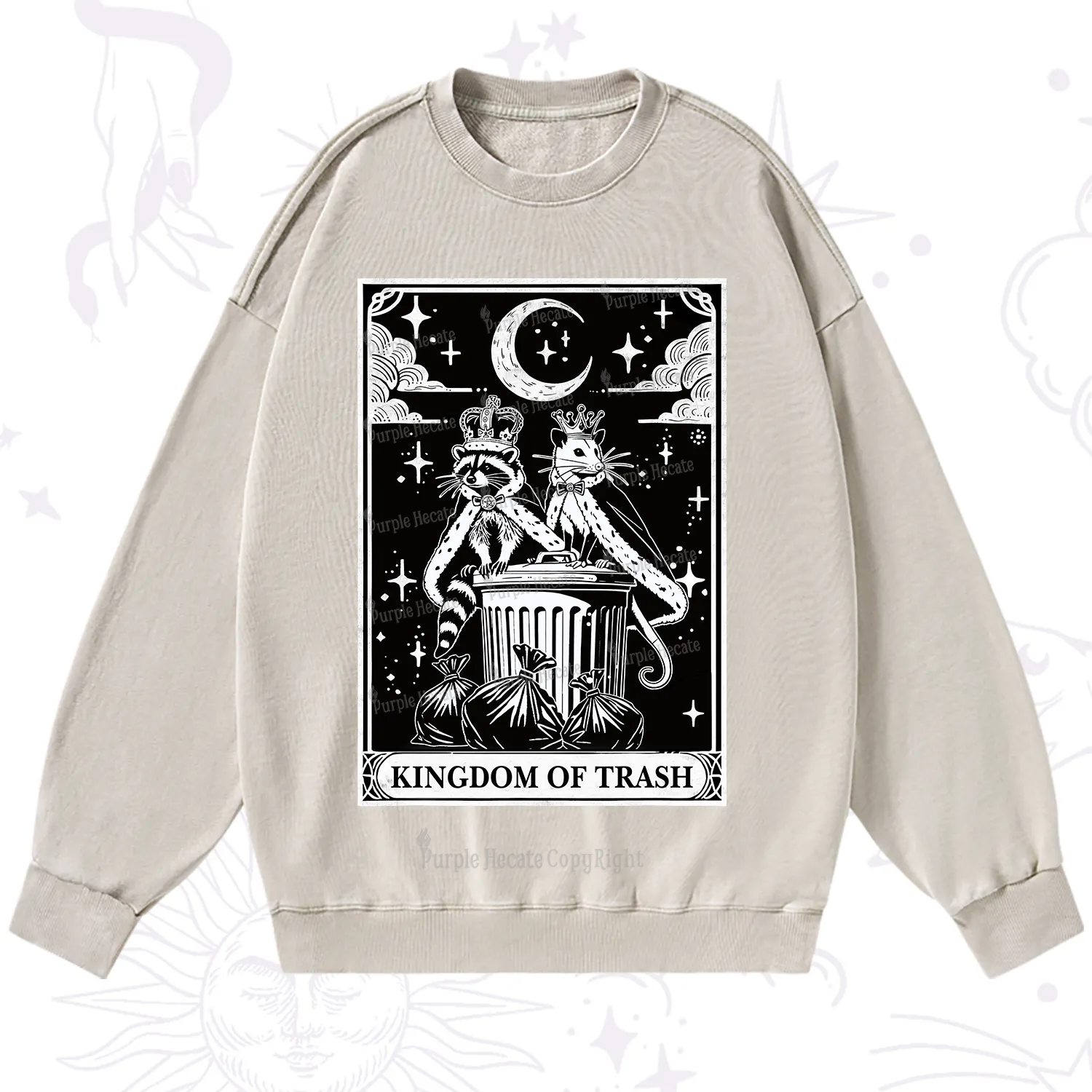 Purplehecate The Kingdom Of Trash Tarot Washed Sweatshirt