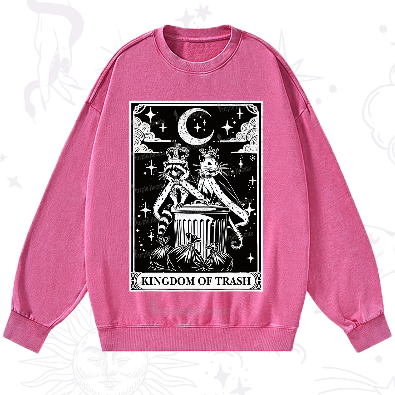 Purplehecate The Kingdom Of Trash Tarot Washed Sweatshirt