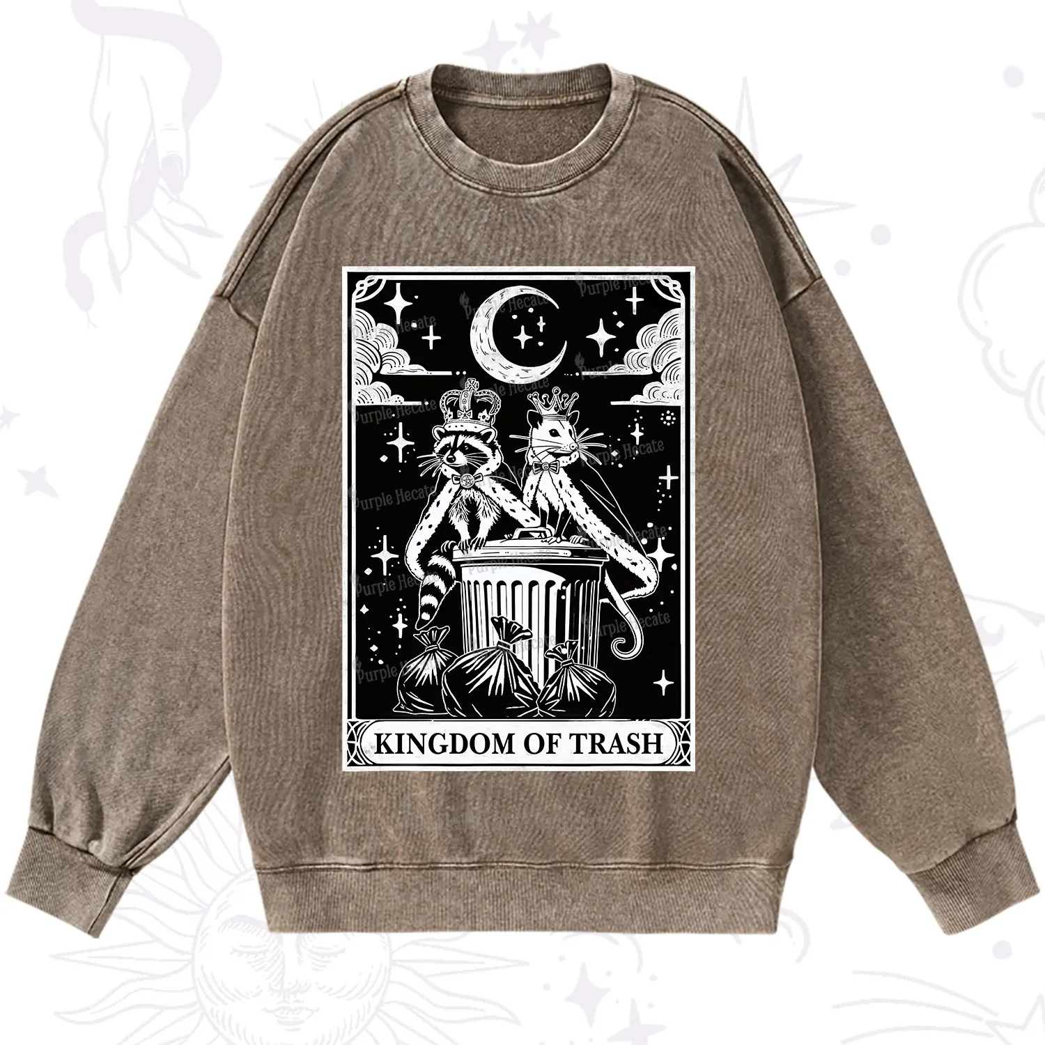 Purplehecate The Kingdom Of Trash Tarot Washed Sweatshirt