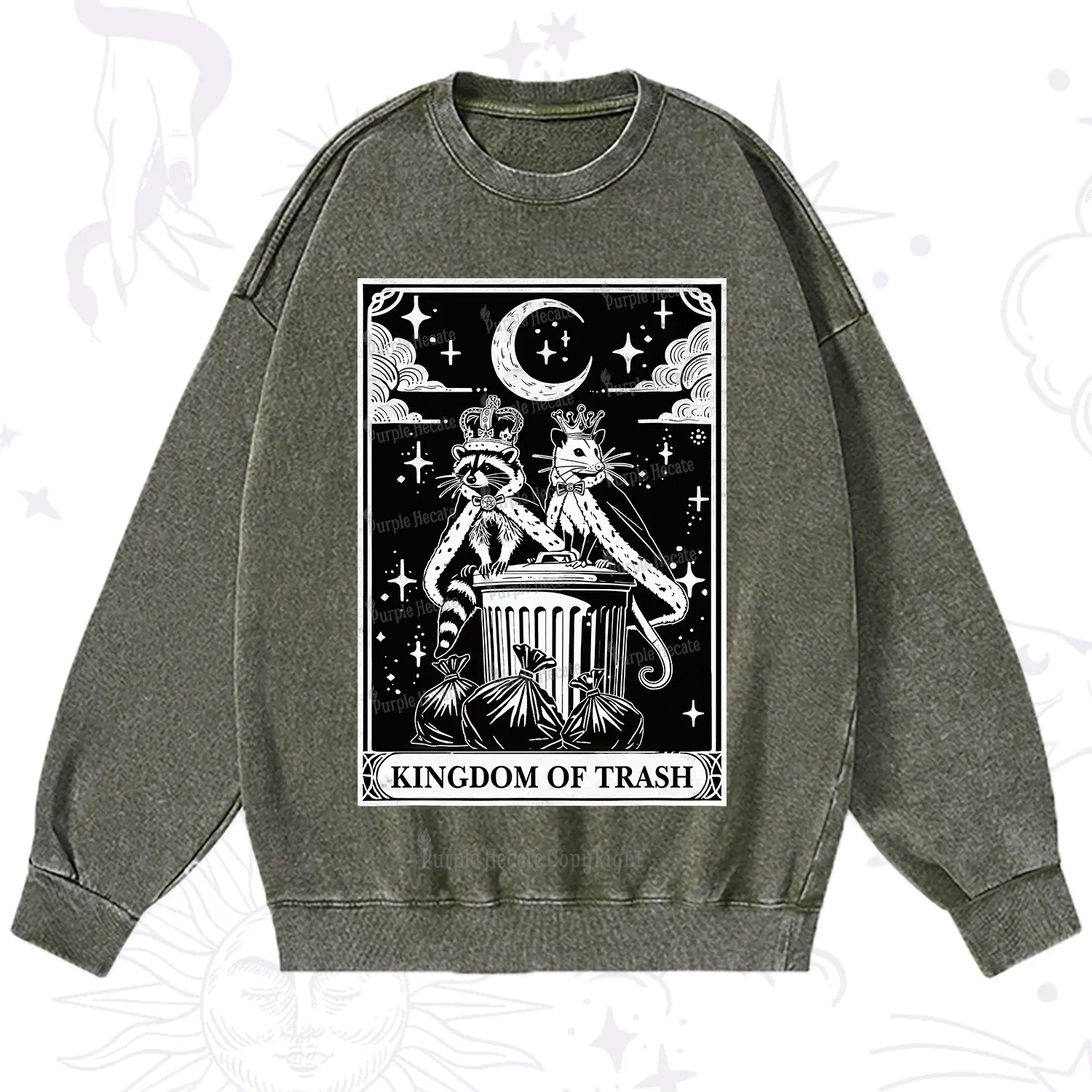 Purplehecate The Kingdom Of Trash Tarot Washed Sweatshirt