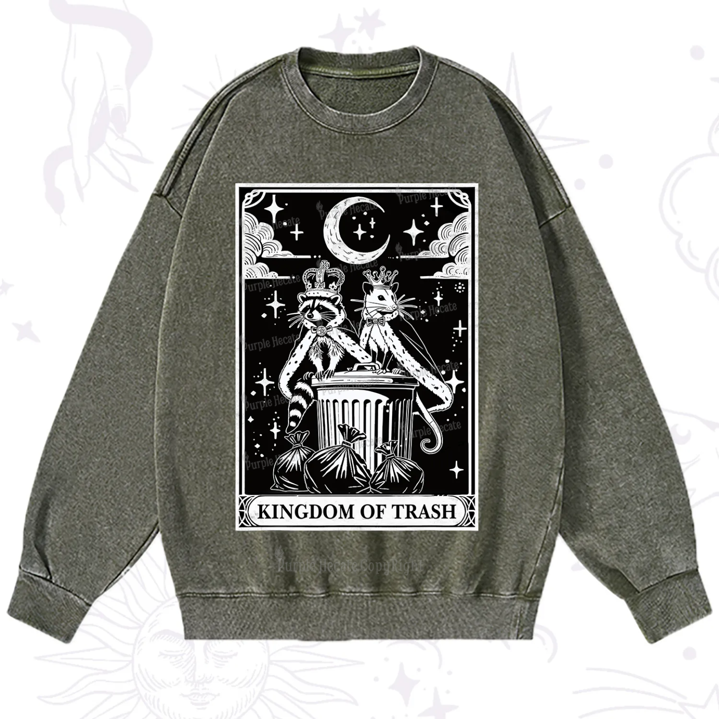Purplehecate The Kingdom Of Trash Tarot Washed Sweatshirt