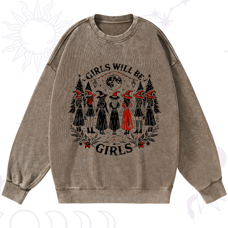 Purplehecate Christmas Girls Will Be Girls Witch Washed Sweatshirt