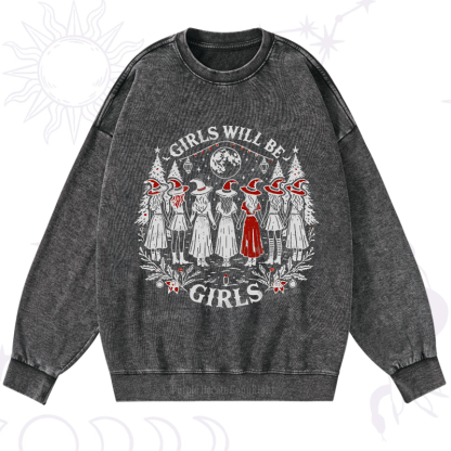 Purplehecate Christmas Girls Will Be Girls Witch Washed Sweatshirt