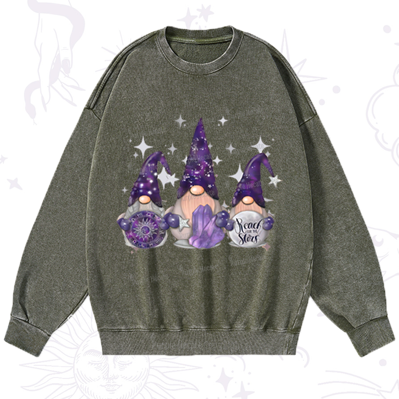 Purplehecate Christmas Cute Gnome Washed Sweatshirt
