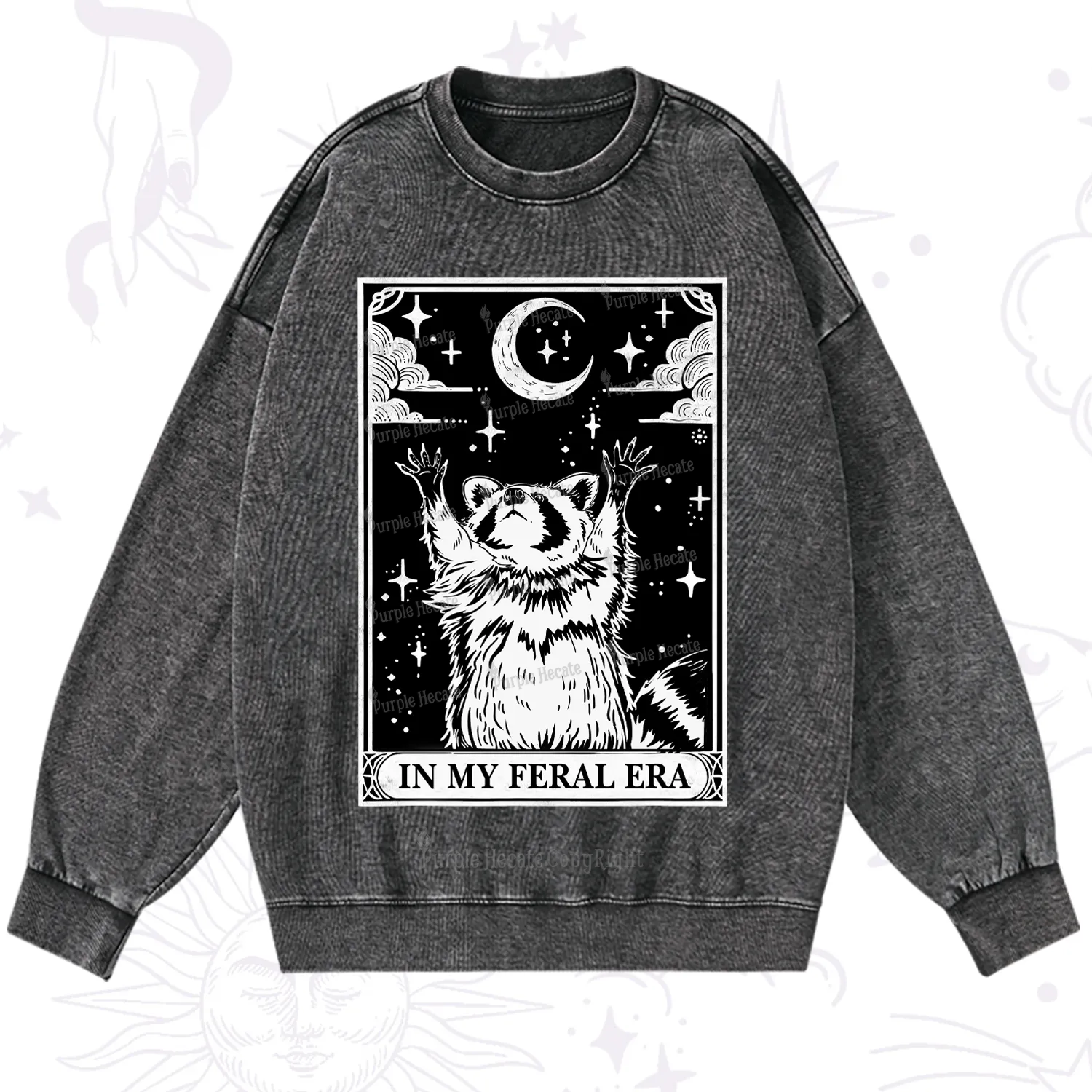 Purplehecate The In My Feral Era Oracle Card Washed Sweatshirt