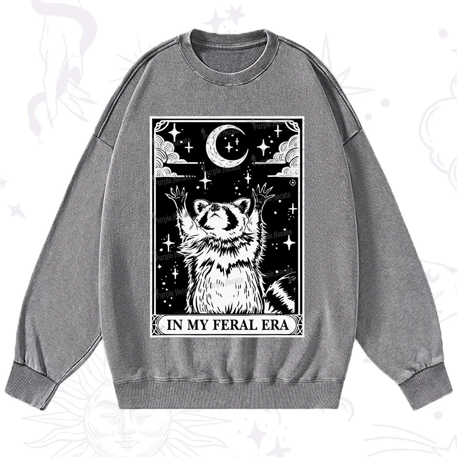 Purplehecate The In My Feral Era Oracle Card Washed Sweatshirt
