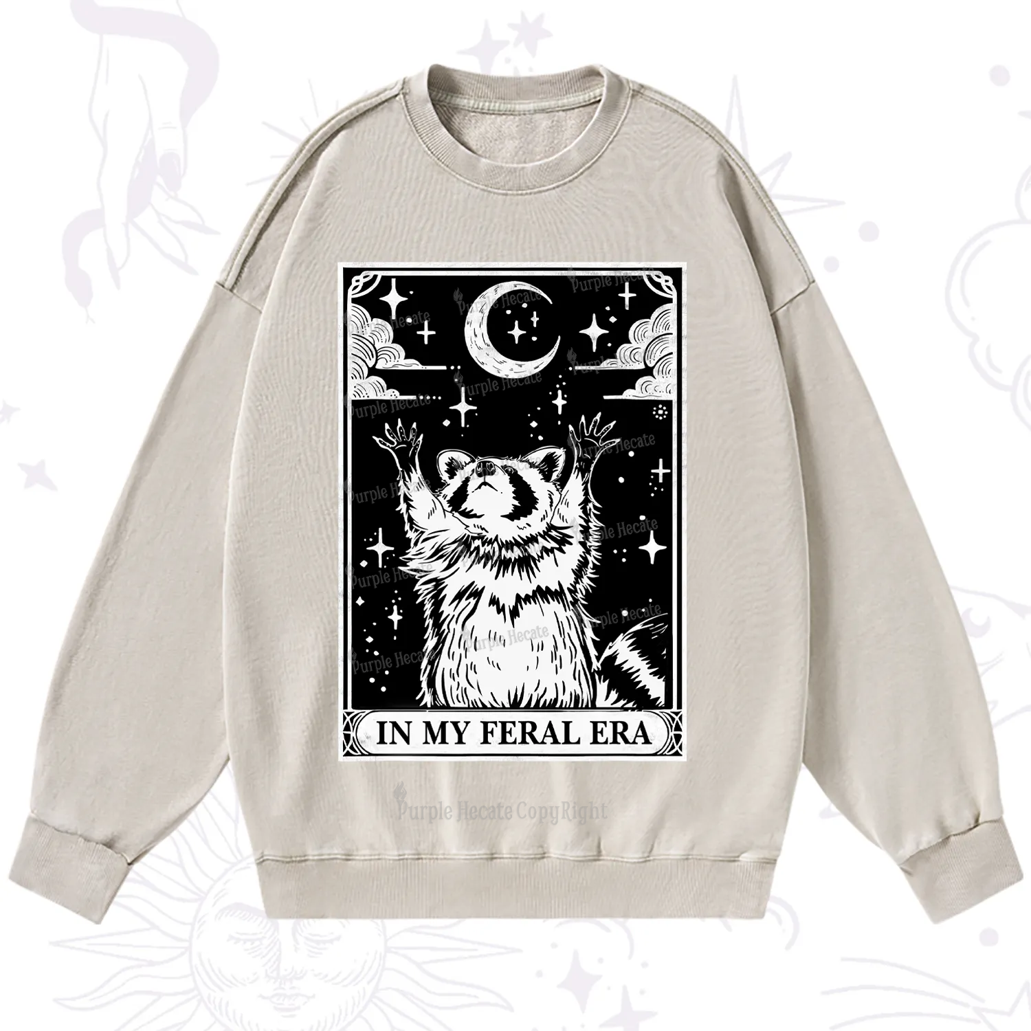 Purplehecate The In My Feral Era Oracle Card Washed Sweatshirt