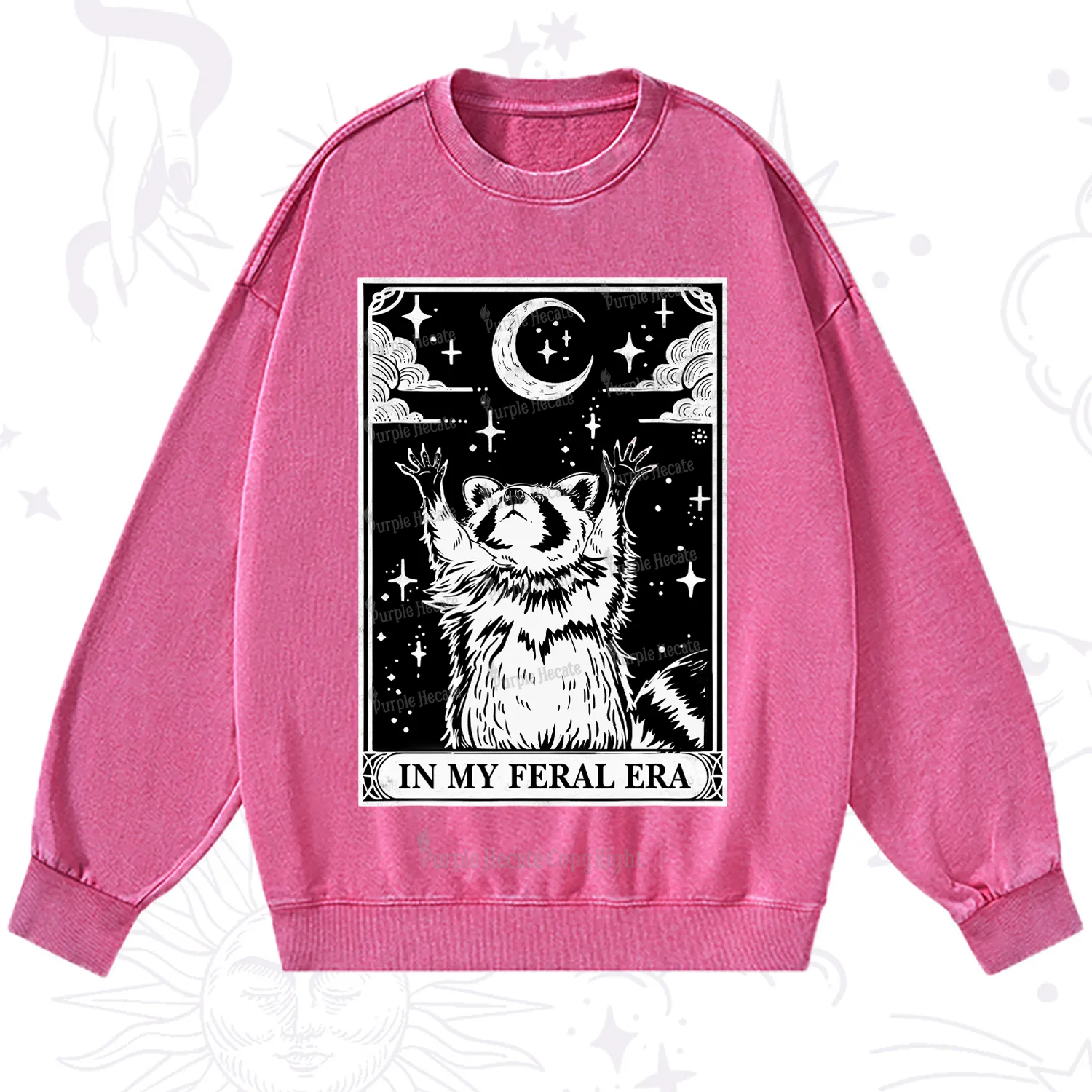 Purplehecate The In My Feral Era Oracle Card Washed Sweatshirt