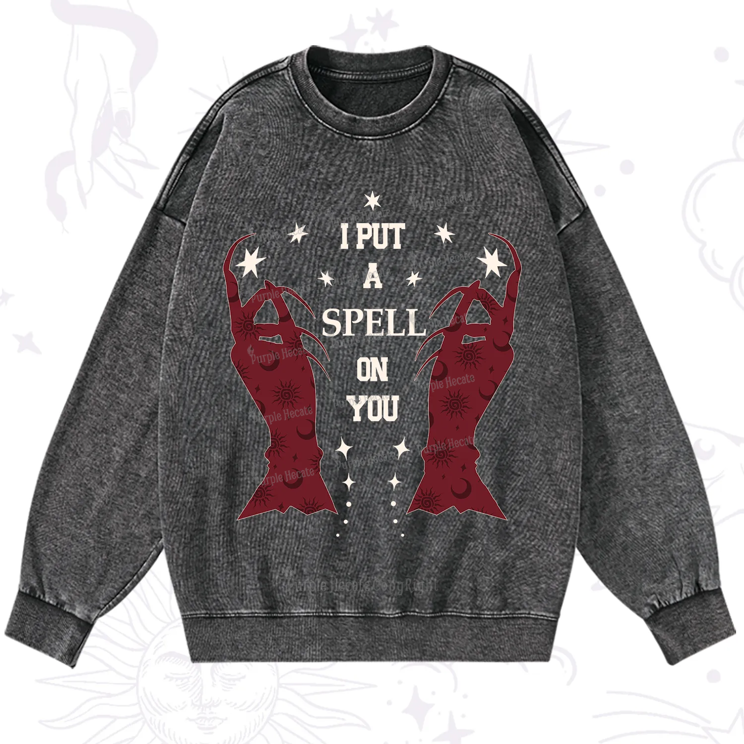 Purplehecate I Put A Spell On You Washed Sweatshirt