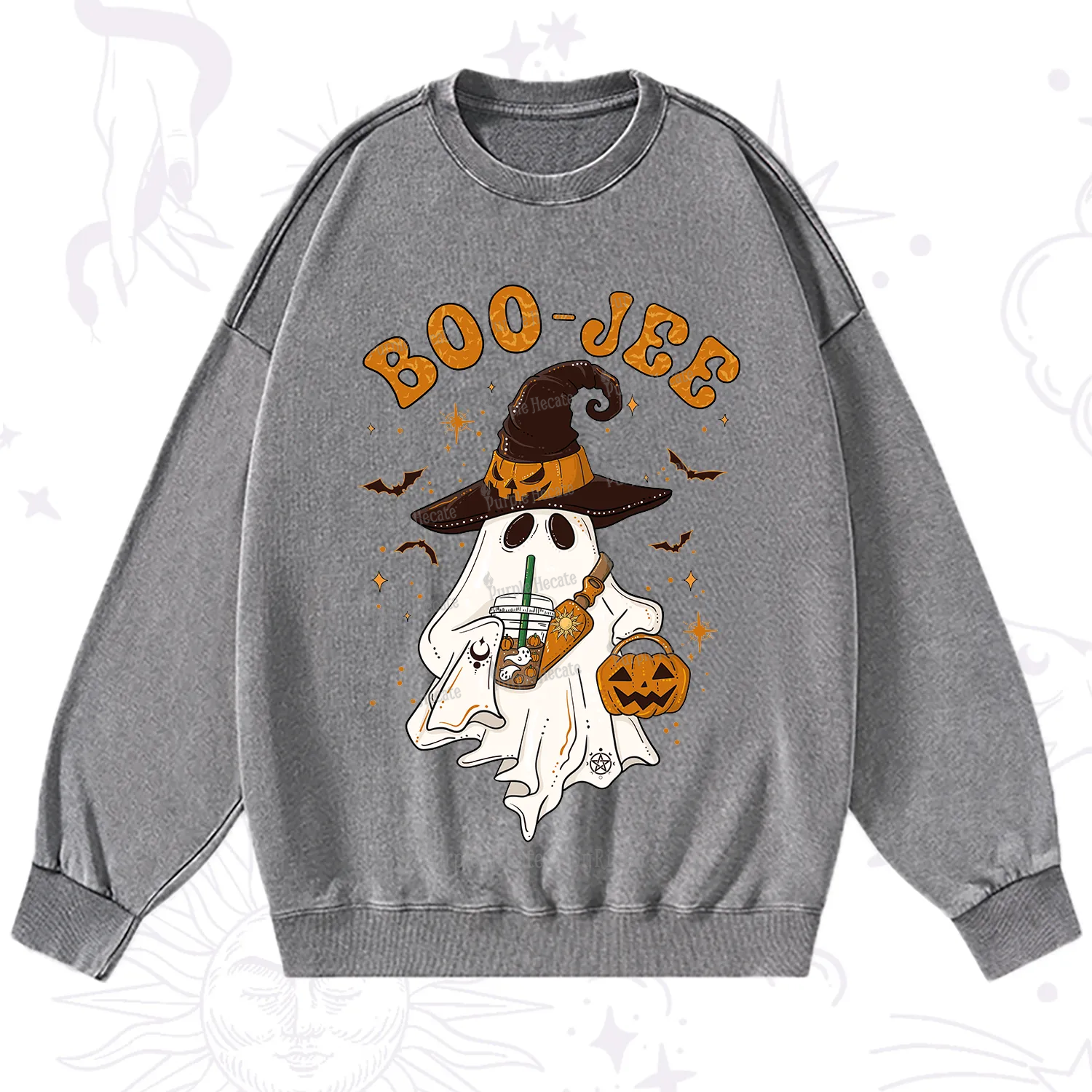 Purplehecate Boo Jee Halloween Washed Sweatshirt