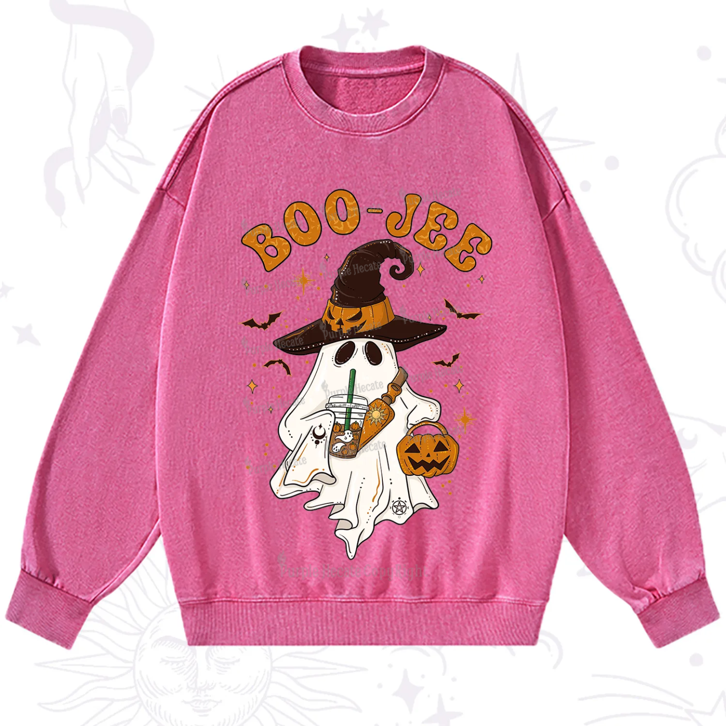 Purplehecate Boo Jee Halloween Washed Sweatshirt