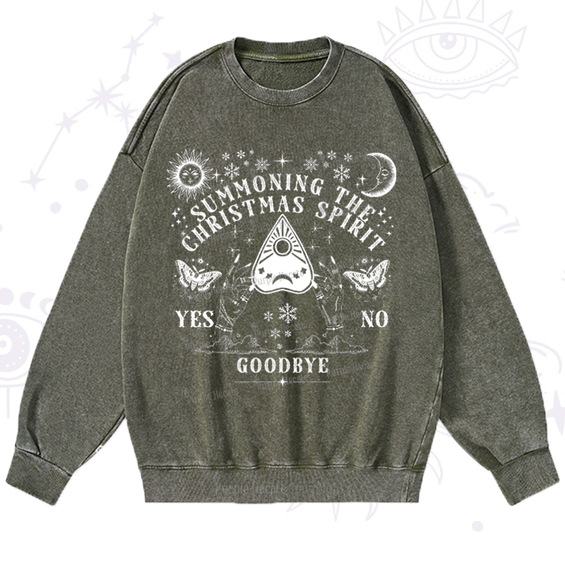 Purplehecate Christmas Mystical Talking Board Washed Sweatshirt