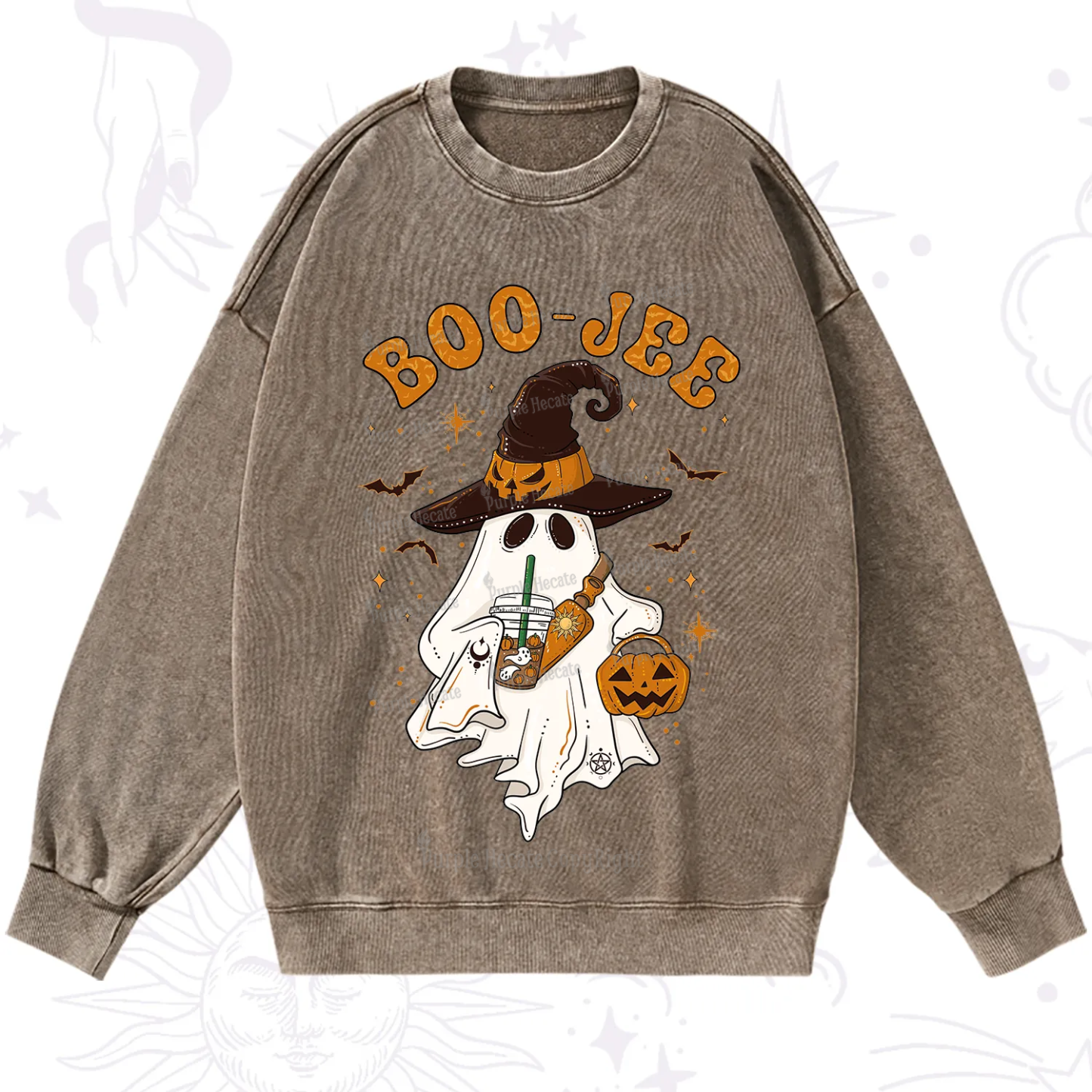 Purplehecate Boo Jee Halloween Washed Sweatshirt