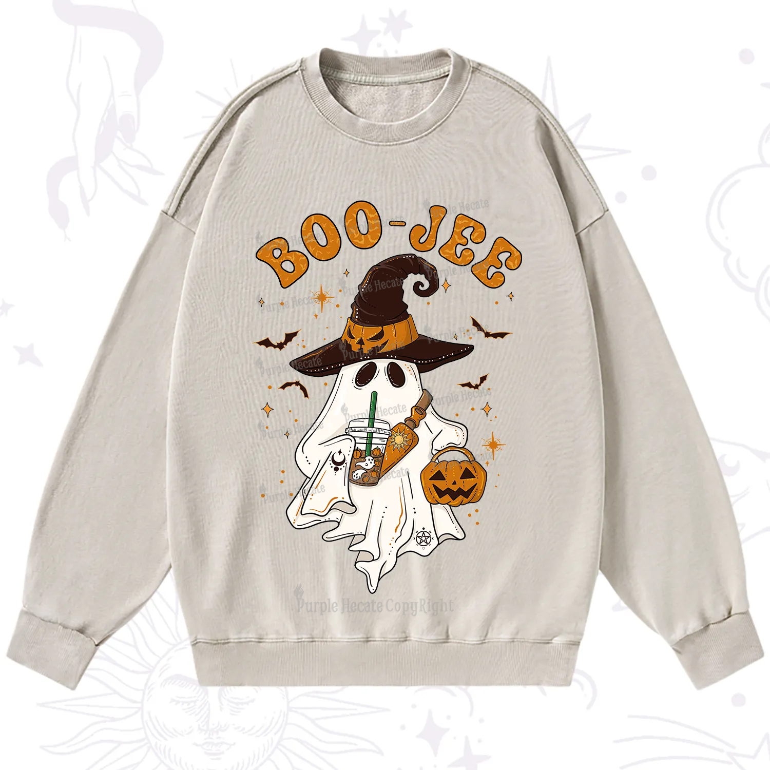Purplehecate Boo Jee Halloween Washed Sweatshirt