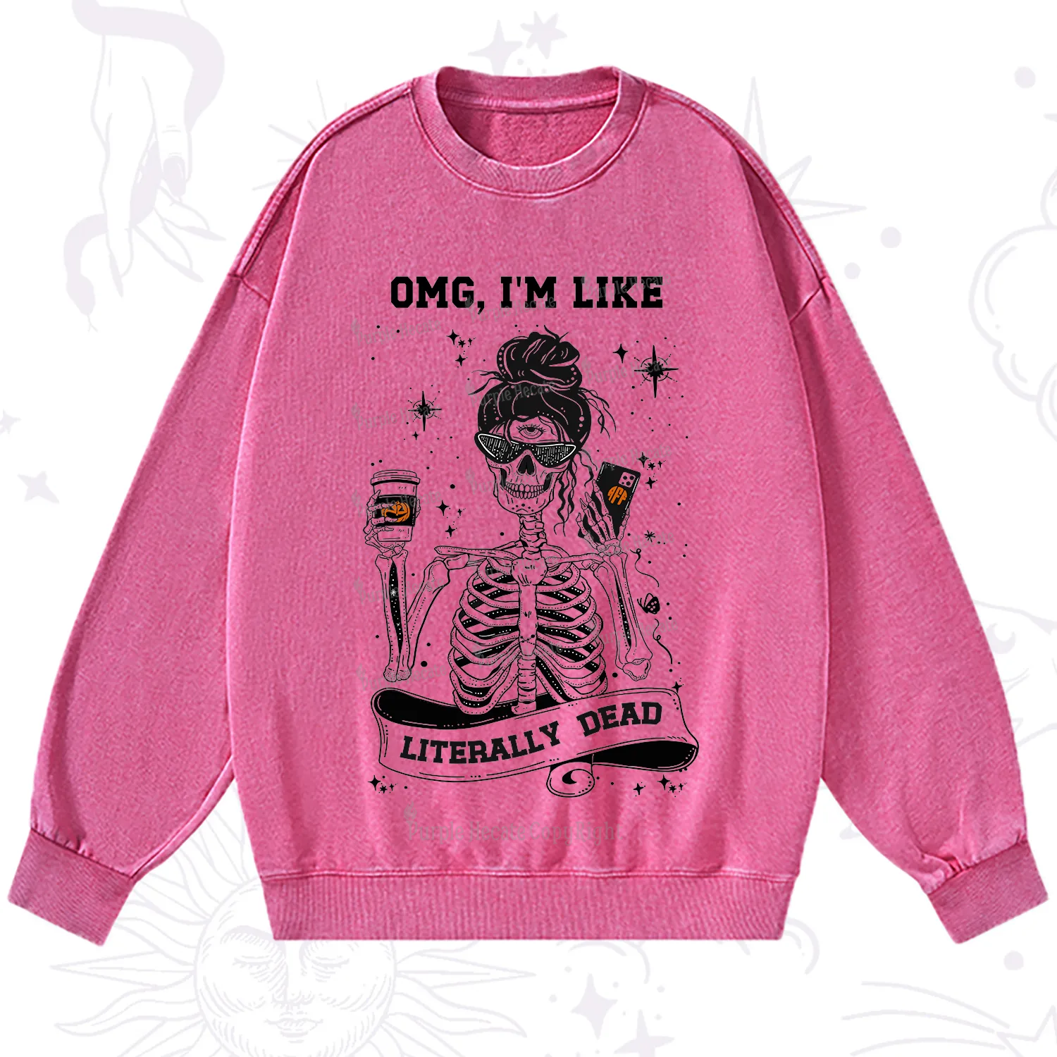 Purplehecate Omg I'm Like Literally Dead Halloween Washed Sweatshirt