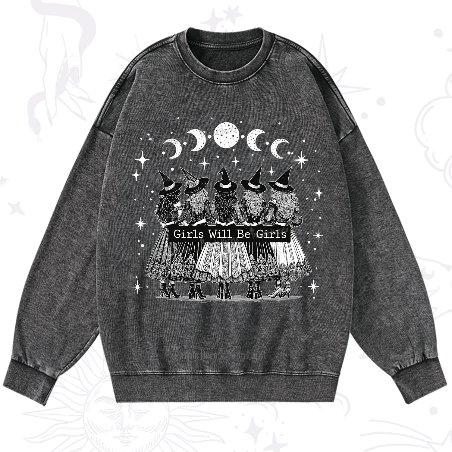 Purplehecate Girls Will Be Girls Witch Power Washed Sweatshirt