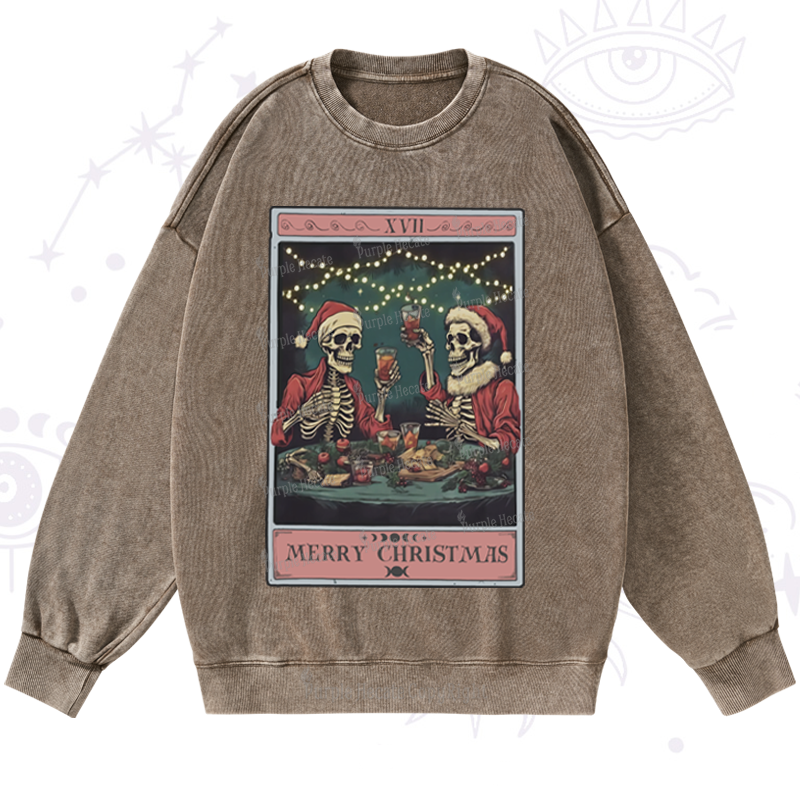 Purplehecate Christmas Dinner Tarot Washed Sweatshirt
