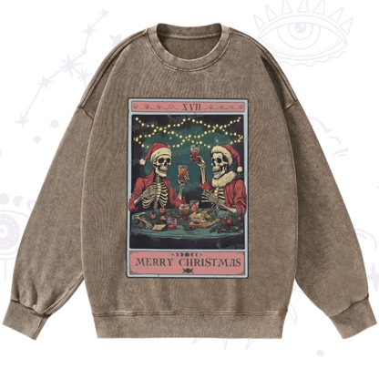 Purplehecate Christmas Dinner Tarot Washed Sweatshirt