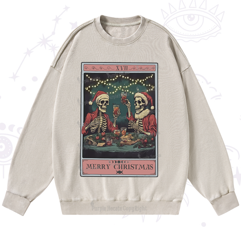 Purplehecate Christmas Dinner Tarot Washed Sweatshirt