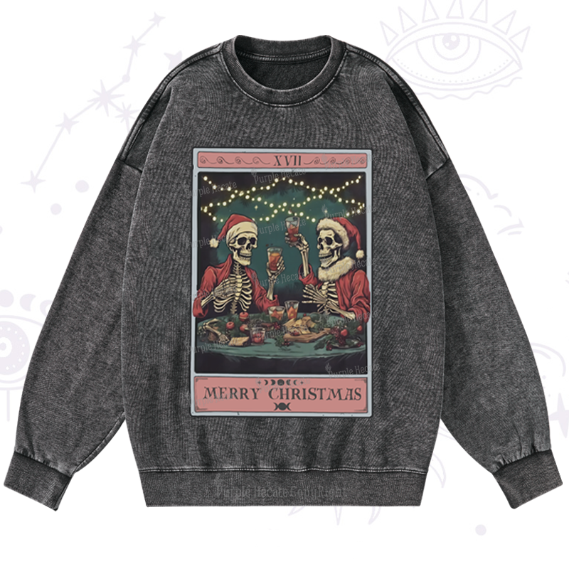 Purplehecate Christmas Dinner Tarot Washed Sweatshirt