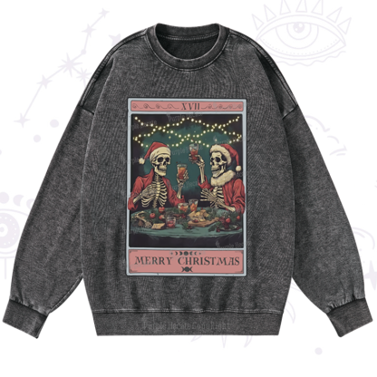 Purplehecate Christmas Dinner Tarot Washed Sweatshirt